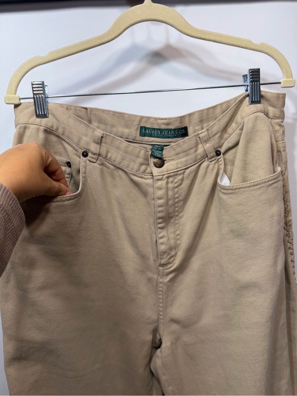 Lauren Ralph Lauren Jeans 14W Tan Braided Side Detail Straight Leg Pants - Picture 7 of 16